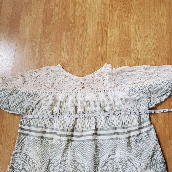 🌹 FREE PEOPLE 🌹 Sun Daze Lace Detail Minidress - [Large, Ivory/Green] - Picture 12 of 15